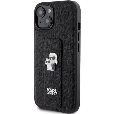 2. Karl Lagerfeld Gripstand Saffiano Karl&Choupette Pins case for iPhone 15 Plus / 14 Plus - black