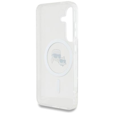 7. Case Karl Lagerfeld Button Karl & Choupette Heads Printed Logo MagSafe Samsung Galaxy S25 white