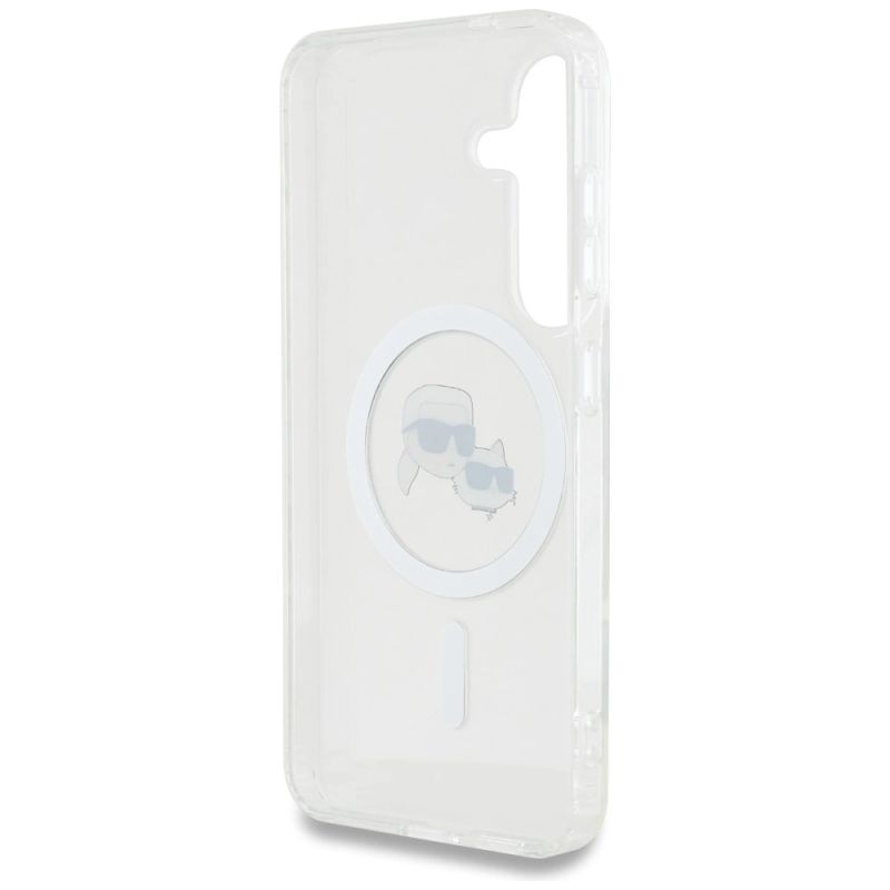 7. Case Karl Lagerfeld Button Karl & Choupette Heads Printed Logo MagSafe Samsung Galaxy S25 white