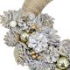 3. DECORATIVE HALF WREATH 34 CM GOLD WITH PINE CONES AND BAUBLES MICA