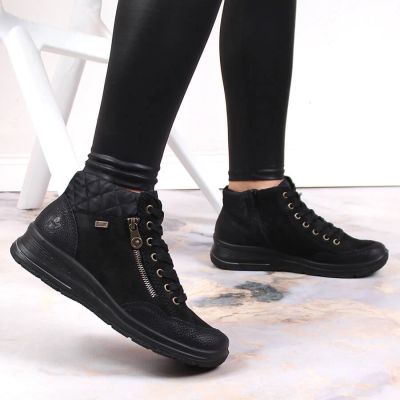 37. Rieker W RKR567 Waterproof Insulated Leather Ankle Boots