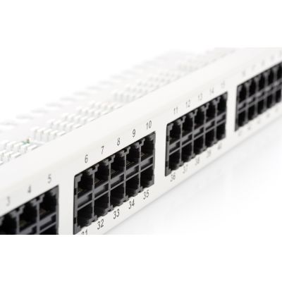 Digitus ISDN Patch Panel 19" 50x RJ45 (8P4C), LSA level, cat.3, unshielded, 1U, gray