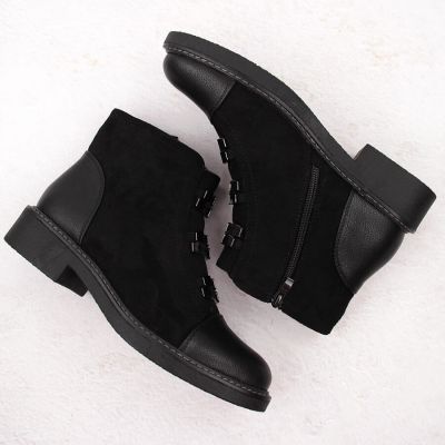 10. Women’s Black Suede-Look Ankle Boots with Warm Lining M.Daszyński SA252-4