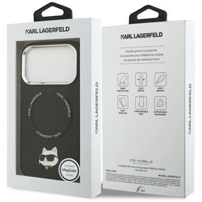 8. Karl Lagerfeld Choupette Pin MagSafe Case for iPhone 17 Pro Max - Black