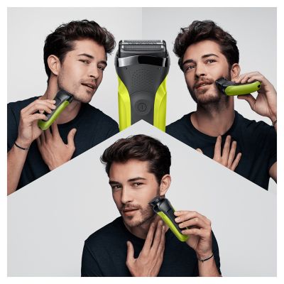 4. Braun Series 3 Shave&Style 300BT Electric Shaver, Men's Razor, Volt Green, Foil Shaver, Green, Buttons, LED, Charging, Power, AC/Battery