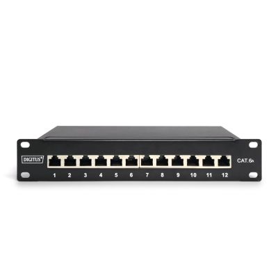 3. Digitus Patch Panel 10'' 12x RJ45, LSA level, cat.6A, shielded, 1U, black, cable guide