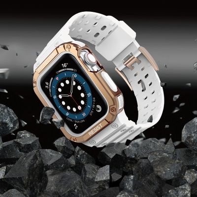 9. Protect Strap Band for Apple Watch 38/40/41mm Armored Case Strap - White, Rose Gold