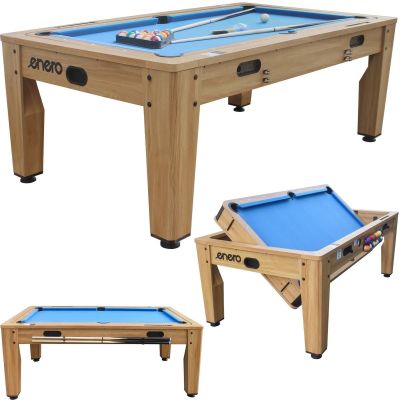 5. 4-IN-1 MULTIGAMING TABLE BILLIARDS TABLE TENNIS HOOK-UP DINING TABLE 214x121.6x81.3CM WOODEN ENERO