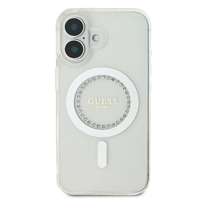 3. Guess IML Rhinestones MagSafe Case for iPhone 16 - White