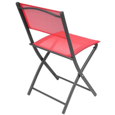 6. BALCONY FURNITURE SET ROUND TABLE AND 2 FOLDING CHAIRS RED