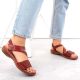 4. Rieker W RKR685 comfortable leather sandals red