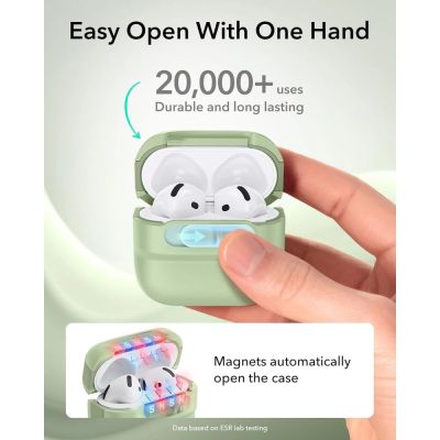4. ESR Pulse HaloLock MagSafe Case for Apple AirPods 4 / 5 - light green