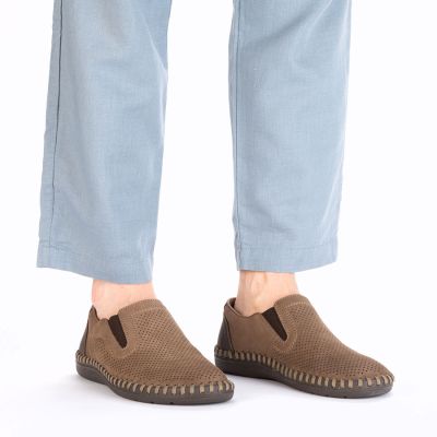 5. Rieker B2460-25 men's leather slip-on shoes, beige