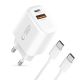 2. Tech-Protect NCA45W-GAN 2-Port 45W Wall Charger with USB-C Cable - White