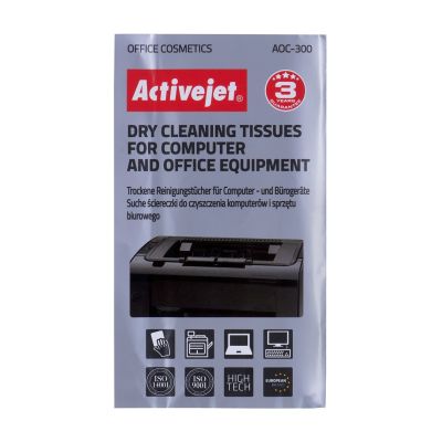 2. Activejet AOC-300 dust-free wipes 24 pcs. Universal for cleaning computers and office equipment, work very well with Activejet foams.