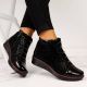 7. Women’s black insulated leather ankle boots with print, Filippo