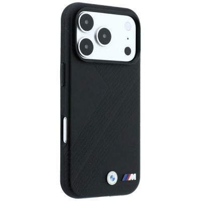 4. BMW M Tire Track Metal Logo MagSafe Case for iPhone 17 Pro / 18 Pro - Black
