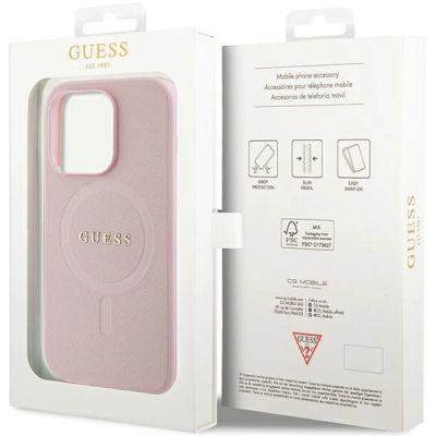 8. Guess GUHMP13LPSAHMCP case for iPhone 13 Pro / 13 - pink Saffiano MagSafe