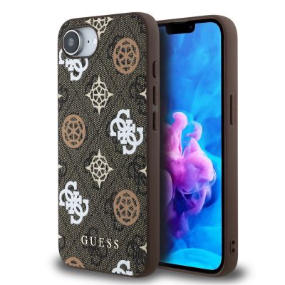 Guess PU 4G Peony case with MagSafe for iPhone 16e - brown
