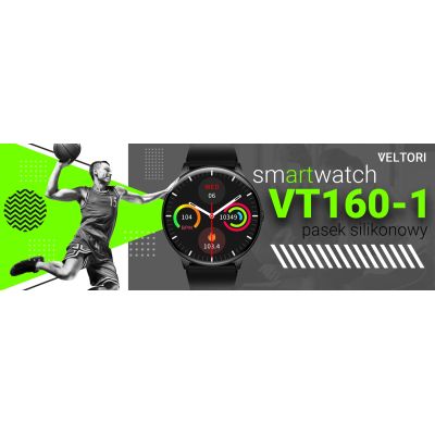 7. VELTORI VT160-1 Smartwatch Black Silicone Strap
