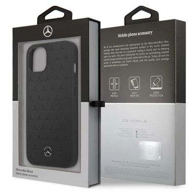 8. Mercedes Leather Stars Pattern Case for iPhone 13 mini - Black