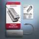 8. AXAGON HMC-8HLSA Multiport Hub USB-C 3.2 Gen 1, 3x USB-A + 4K/60Hz HDMI + SD/microSD, Gigabit LAN, Audio, PD 100W - Silver