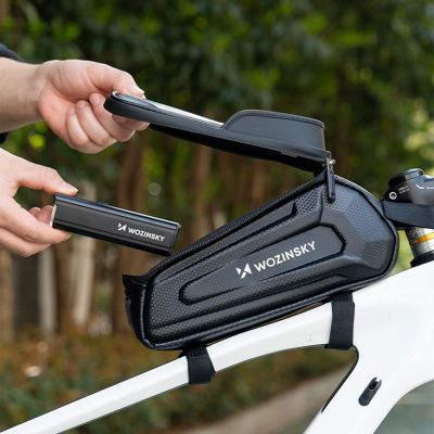 4. Wozinsky bicycle bag for the frame, armored, with a phone pocket, 1.7 l - black