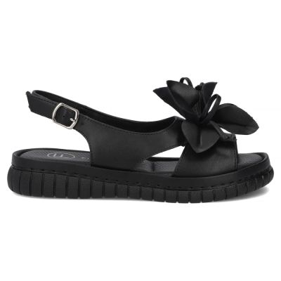 2. Women's leather wedge sandals, black, Filippo DS6965