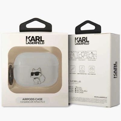 4. Karl Lagerfeld KLAP2HNCHTCT Airpods Pro 2 cover transparent Ikonik Choupette