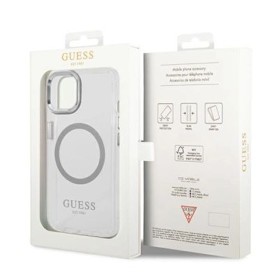 8. Guess GUHMP14SHTRMS iPhone 14 6.1" silver/silver hard case Metal Outline Magsafe