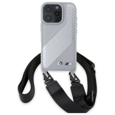 2. BMW M Edition Carbon Stripe & Strap iPhone 16 Pro Max Case - Gray