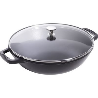 Staub Cast-Iron Wok with Lid – 30 cm, Black