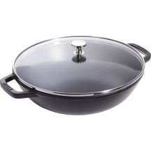 Staub Cast-Iron Wok with Lid – 30 cm, Black