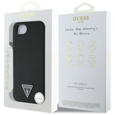8. Guess Grained Triangle MagSafe case for iPhone 16e - black