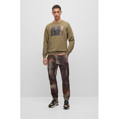 4. Hugo Boss men's cotton jersey sweatshirt with print, green (50488906-345)