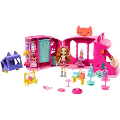7. Enchantimals Mobile Fashion Studio Set + Kitty Doll HPB34