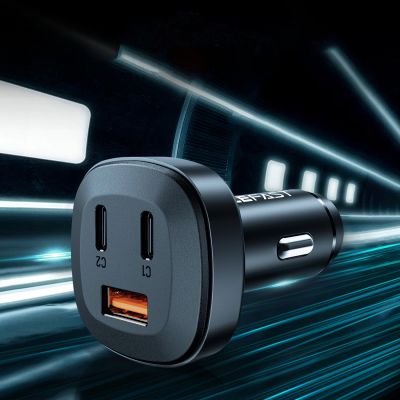 7. Acefast car charger 66W 2x USB Type C / USB, PPS, Power Delivery, Quick Charge 4.0, AFC, FCP, SCP black (B3 black)