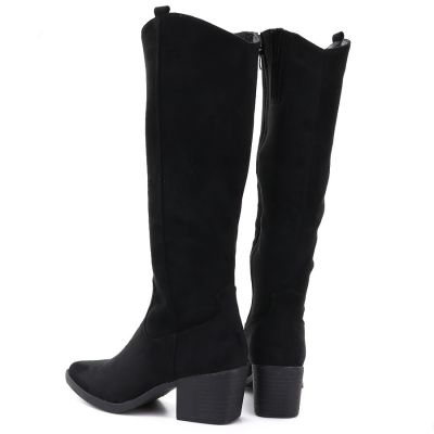 5. Black suede cowboy boots with a block heel M.Daszyński SA261-6
