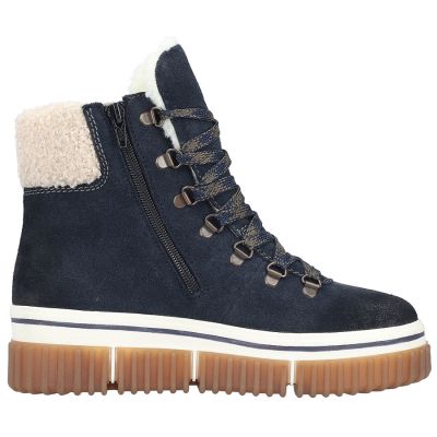 2. Rieker Y6347-14 Navy Blue Waterproof Leather Women's Ankle Boots