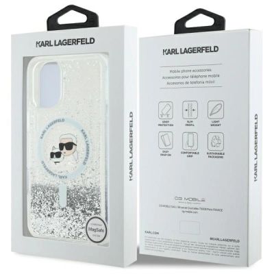 8. Karl Lagerfeld Liquid Glitter Karl & Choupette Head Magsafe iPhone 16 Plus Case - Clear