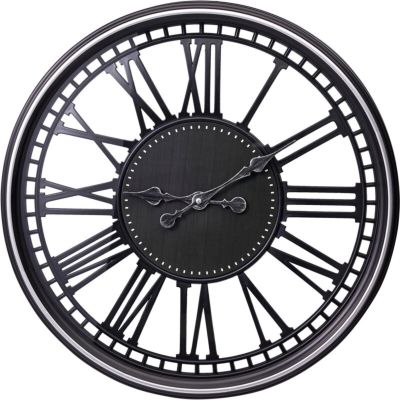 Openwork Wall Clock with Roman Numerals, 60 cm, Black
