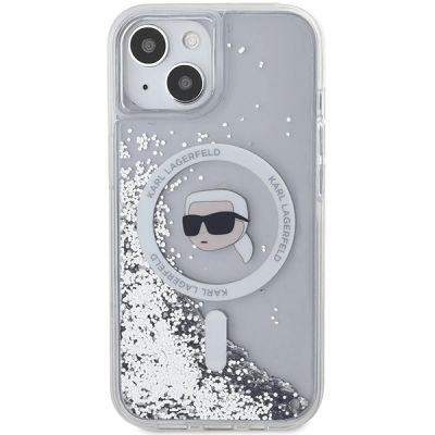 3. Karl Lagerfeld Liquid Glitter Karl Head MagSafe case for iPhone 15 / 14 / 13 - transparent