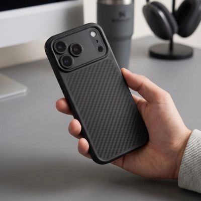 7. Tech-Protect MagCam MagSafe Carbon Case for iPhone 18 Pro Max / 17 Pro Max - Black