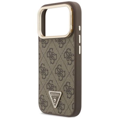 6. Guess 4G PU Triangle Logo & Stand Camera MagSafe Case for iPhone 18 Pro Max / 17 Pro Max – brown