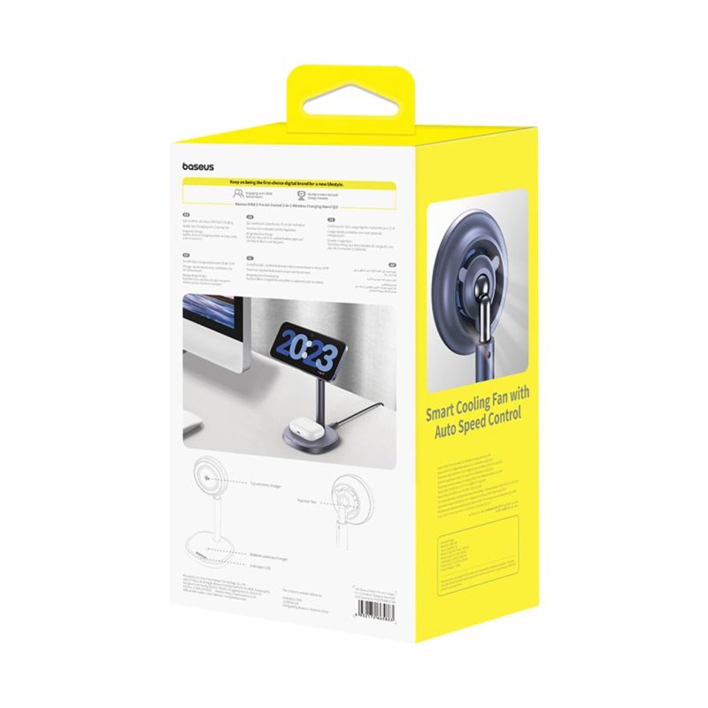 12. Baseus Orbit 2 Pro MagSafe Qi2 20W 2 in 1 Inductive Charger with Cooling - Gray