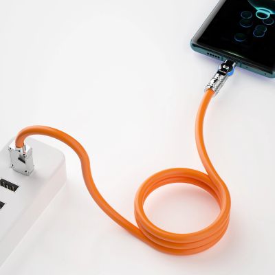 3. Dudao L24AL USB-A - Lightning angled cable with 180° rotation 30W 1m - orange