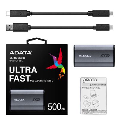5. ADATA Elite SE880 500GB External SSD, Grey