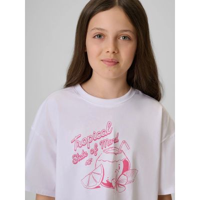 4. Girls' cotton T-shirt 4F 4FJRSS26TTSHF3983-11S