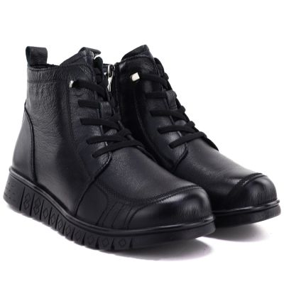 8. Women's comfortable leather ankle boots, black, Cambell RI15302
