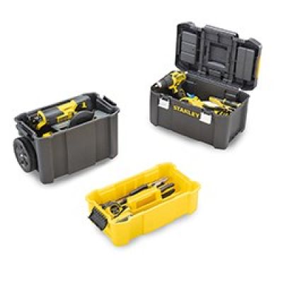 2. Stanley Essential Hard Tool Case Plastic Gray, Yellow